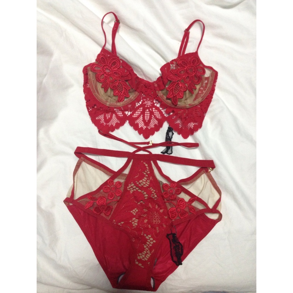 For Love & Lemons Ruby Underwire Bra&Panty Set XS